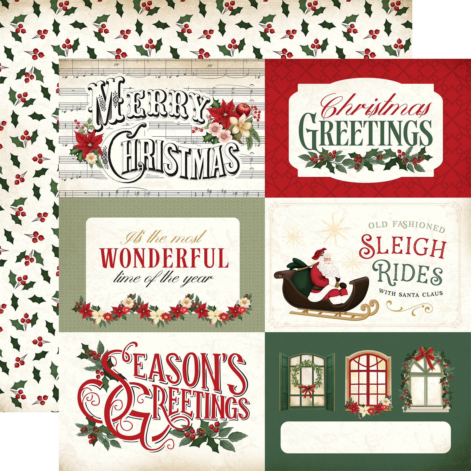 A VINTAGE CHRISTMAS 6X4 JOURNALING CARDS 12×12 Patterned Cardstock – Carta Bella Hot on Sale