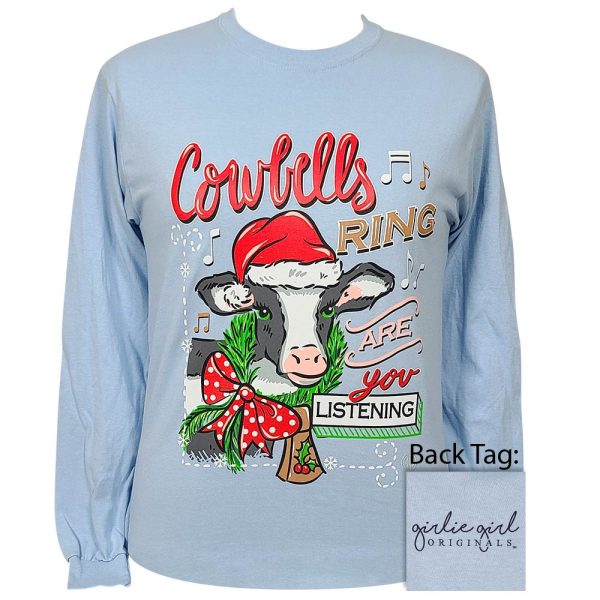 2542 Cow Bells Front Design LS - Light Blue Online Sale