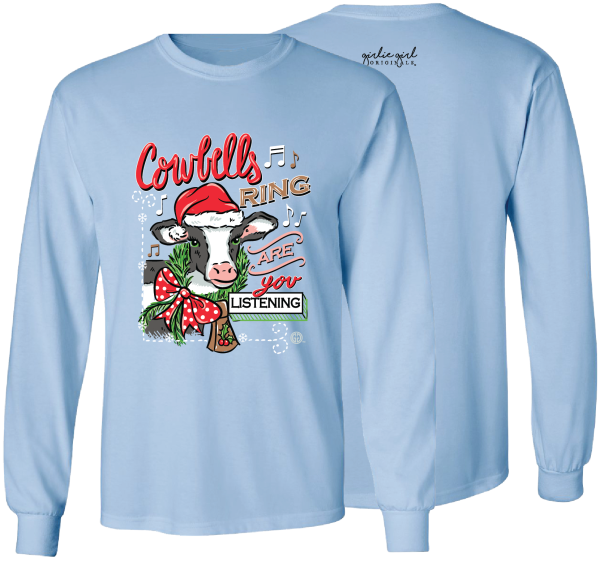 2542 Cow Bells Front Design LS - Light Blue Online Sale - Image 2