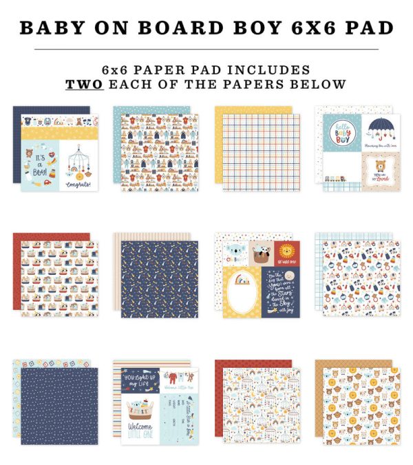 BABY ON BOARD - BOY - 6x6 Paper Pad - Echo Park For Sale - Image 2
