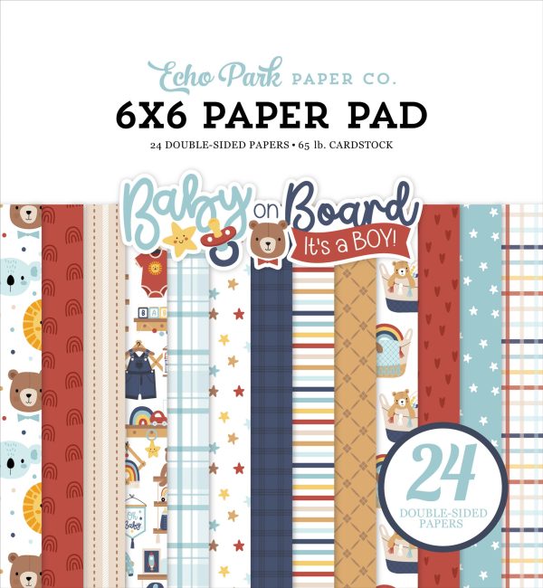 BABY ON BOARD - BOY - 6x6 Paper Pad - Echo Park For Sale