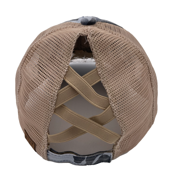 BT-783 C.C Criss Cross Pony Caps BLUE CAMO BEIGE Sale - Image 2