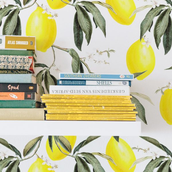 Neon Yellow Lemon Print removable wallpaper Online now - Image 2