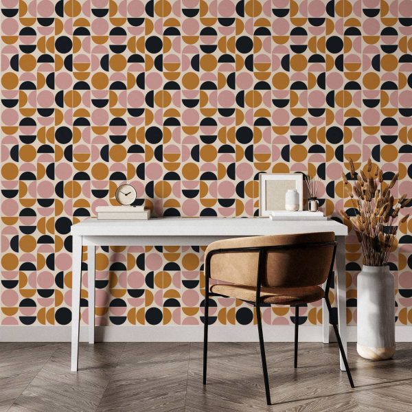 Retro Colors Soft Geometric Wallpaper Online Sale