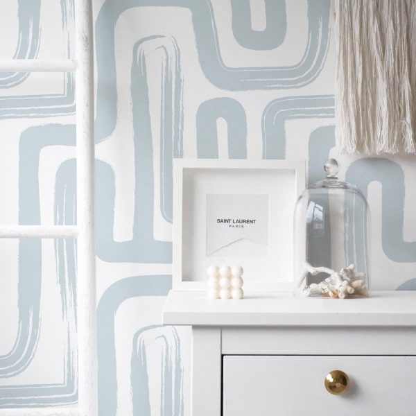 Blue Paintbrush Maze removable wallpaper Online - Image 2