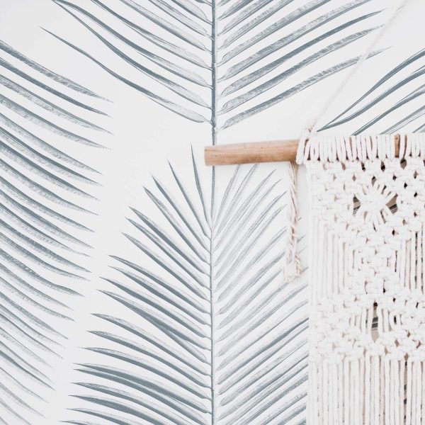 Blue Palm Leaf Wallpaper on Sale - Image 3