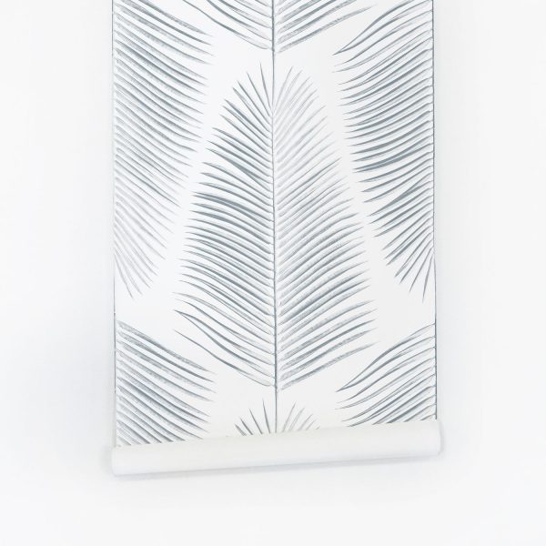 Blue Palm Leaf Wallpaper on Sale