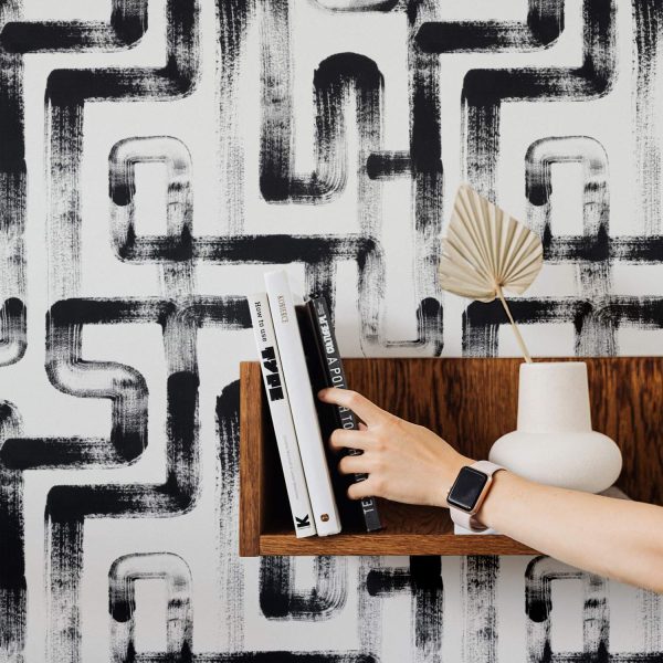 London Metro Lines removable wallpaper in black and off white Online Sale - Image 2