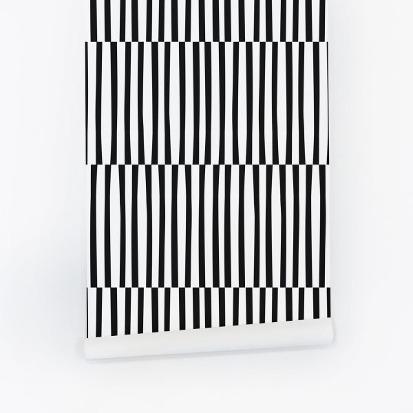 Minimal Black And White Lines Removable Wallpaper Online Hot Sale