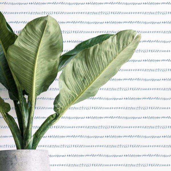 Blue watercolor spots removable wallpaper for coastal interiors Online now - Image 2