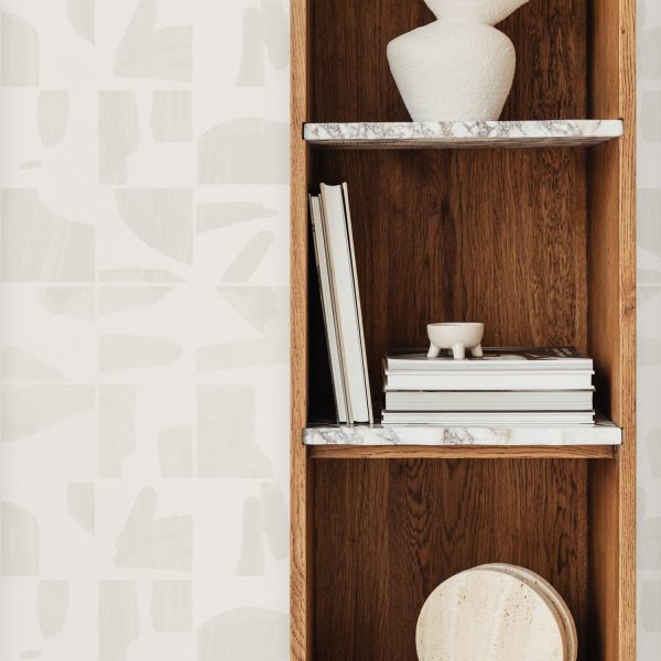 Neutral Geometric Wooden Tile Design Removable Wallpaper Online Hot Sale - Image 2
