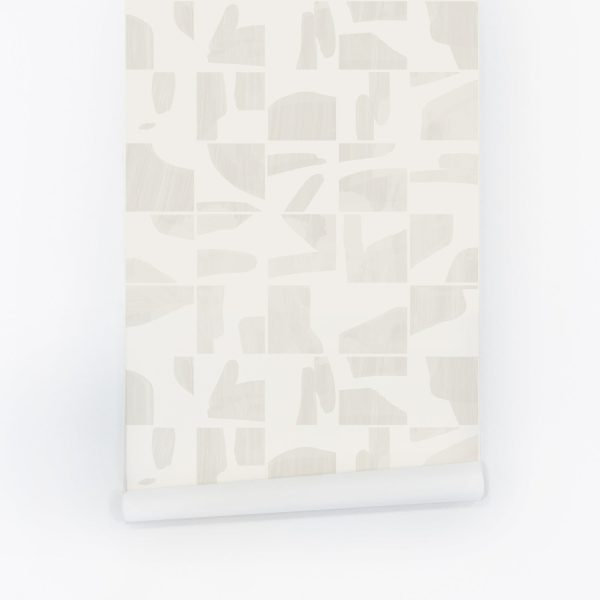 Neutral Geometric Wooden Tile Design Removable Wallpaper Online Hot Sale - Image 3