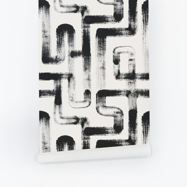 London Metro Lines removable wallpaper in black and off white Online Sale