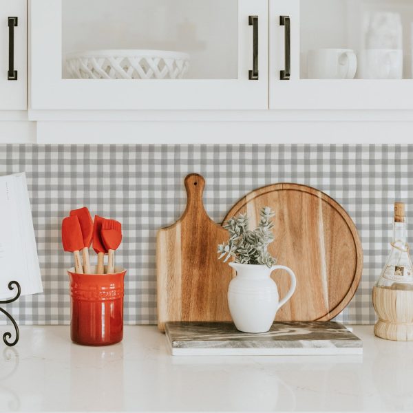 Elegant Watercolor Plaid Design Backsplash In Grey Cheap